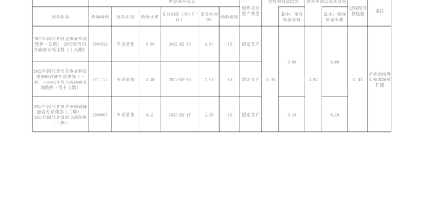截至2024年末新增地方政府专项债券情况表
